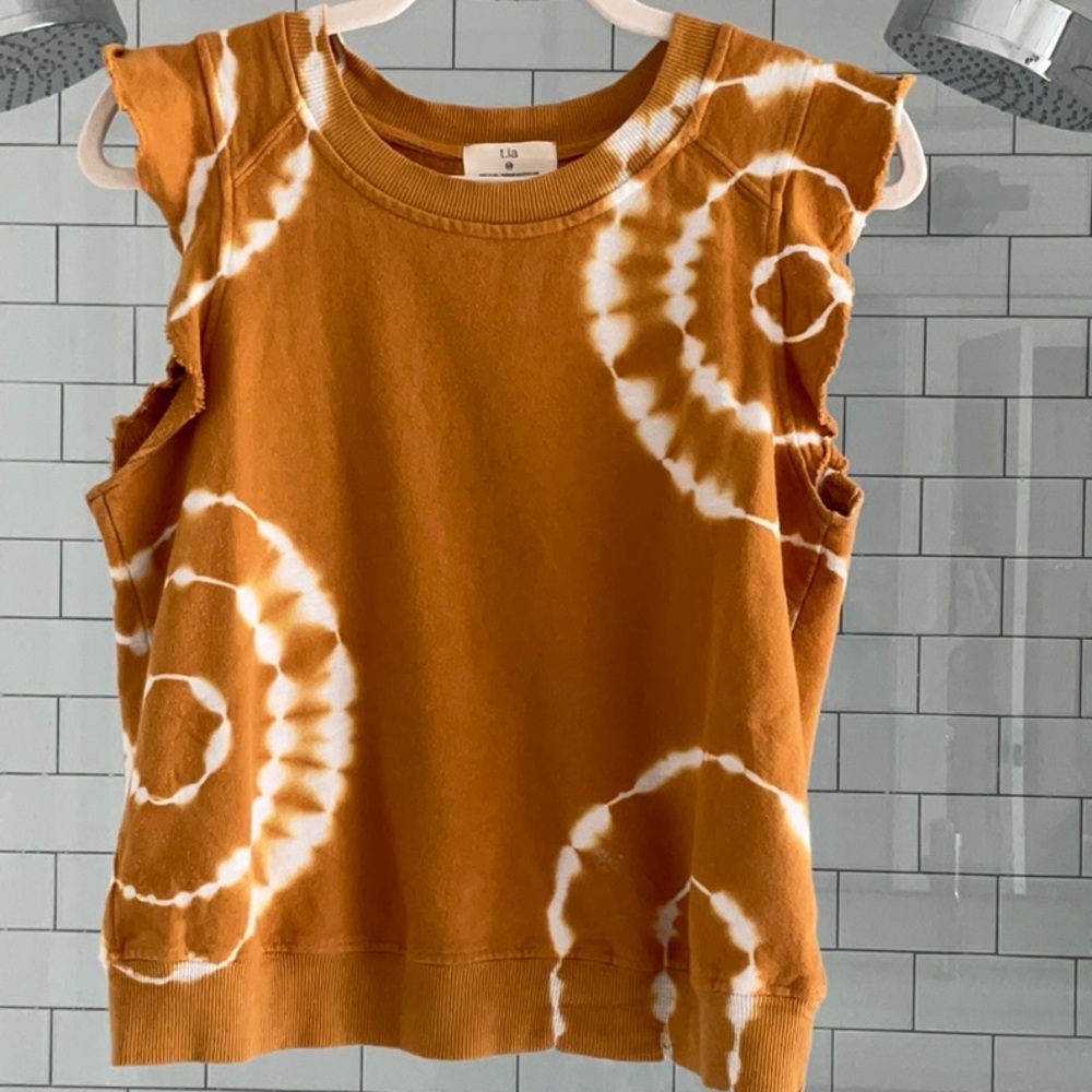 T. La (from Anthropologie) ruffle-sleeve sweatshirt tank